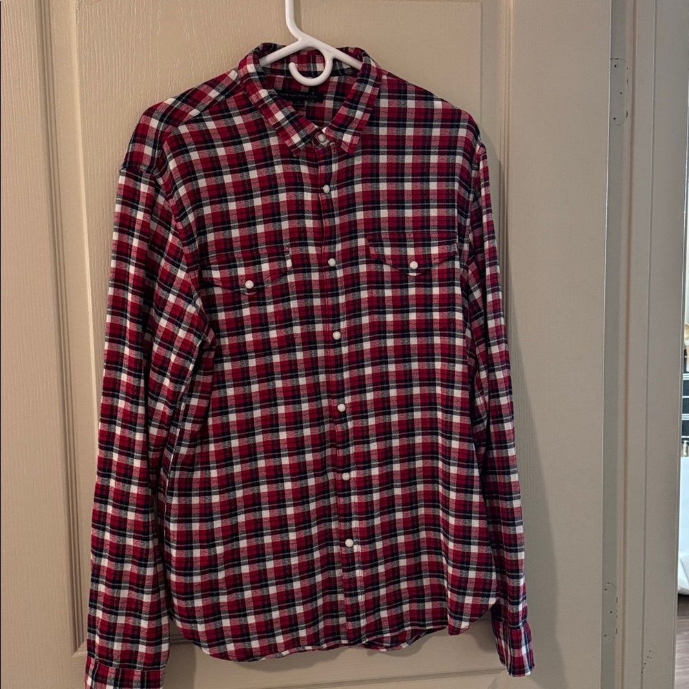 John Varvatos Red and Black Checkered Shirt